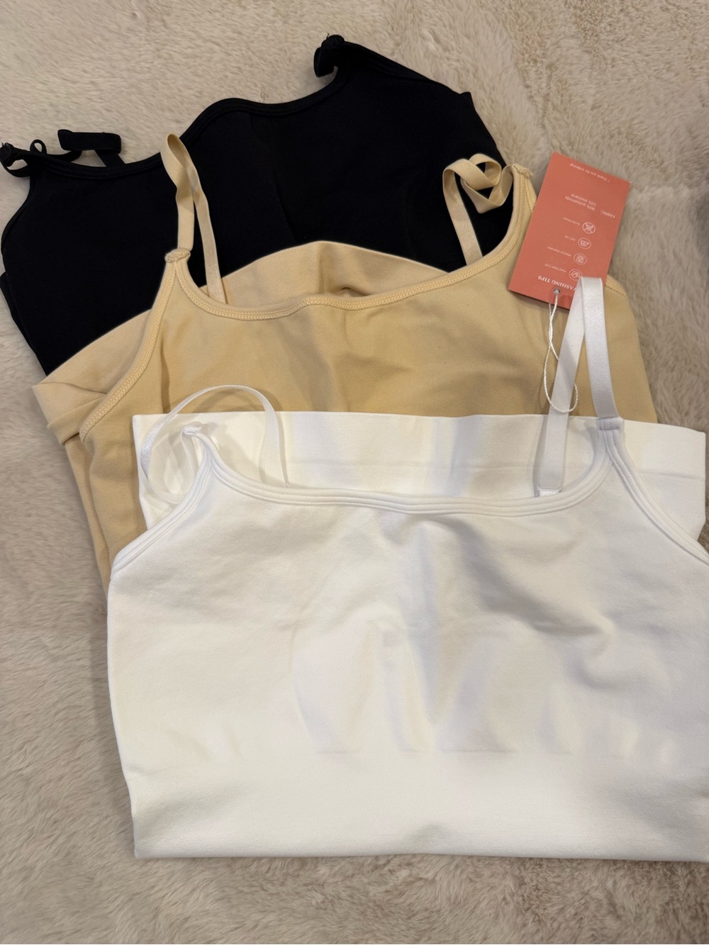 3-Pack slimming Cami Tank Tops - Black, Nude, White